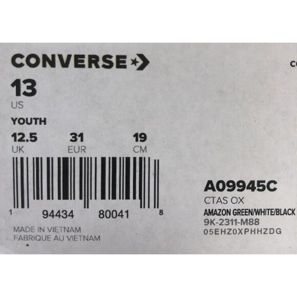 converse all star Youth Size 13  - 19 CM Amazon Green - Picture 8 of 8